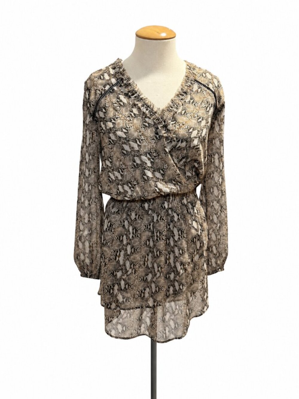 Generation Love Snakeskin Print Fringe Trim Dress